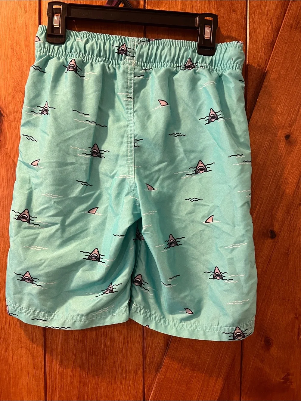 Aqua Shark Fin Print Swim Trunks